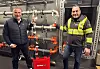 Cato Andersen, segmentsjef sprinkler og rillesystem i Ahlsell Norge, og daglig leder Steffen Potepa i SP Sprinkler.- Vi er meget godt fornøyd med samarbeidet med Ahlsell og kan bare bekrefte det det Cato sier om at logistikken har godt knirkefritt. Prosjektet har vært svært omfattende, og at gjennomføringen har godt så bra, er takket være god prosjektering, og gode forberedelser i forkant. Pumpene leverer opptil 10 000 liter vann i minuttet ved 12 bar Her ser vi det nye logistikksenteret til Ahlsell på Eidsvoll. På taket ser man det enorme solcelleanlegget.