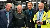 VERNERUNDE: Bravidas Tom Sæthershagen (fagansvarlig elektro og Ekom), Erik Wang (elektromontør), Fredrik Kåsbøll (serviceleder) og Trond Bekken (fagansvarlig HMS) på vernerunde.